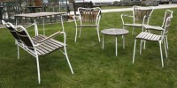Lot 1022 - A seven piece Danish white painted and slatted garden set