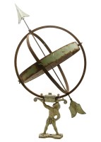 Lot 1024 - An Armillary sphere sundial with Inca warrior support