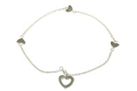 Lot 58 - A Sterling Silver Tiffany Triple Heart Station Lariat bracelet