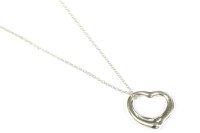 Lot 167 - A sterling silver Tiffany Open Heart pendant necklace