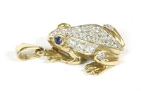 Lot 19 - A 9ct gold colourless cubic zirconia set frog pendant