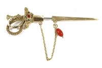 Lot 118 - A Continental gold stick pin/hat pin in the form of a sword