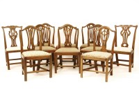 Lot 564 - A set of six mahogany country Hepplewhite single dining chairs