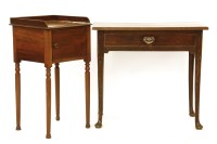 Lot 560 - A George III oak side table with a single frieze drawer on pad feet legs