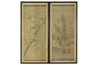 Lot 422 - A pair of Chinese watercolours on silk