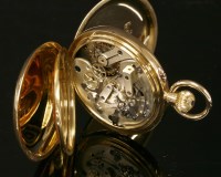 Lot 492 - An 18ct gold Swiss Hunter top wind chronograph pocket watch