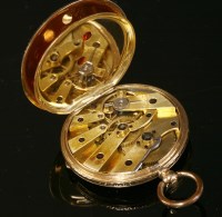 Lot 504 - A gold Swiss key wound fob watch
