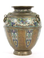 Lot 305 - A brass jar with cloisonné decoration
