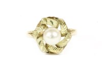 Lot 17 - A Continental gold single stone pearl ring