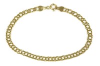 Lot 173 - An Italian gold fine link filed double curb link bracelet 
3.24g