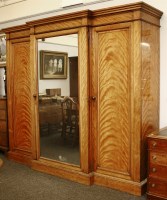 Lot 571 - A large Victorian satin walnut wardrobe