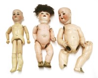 Lot 436 - Three Victorian bisque head dolls