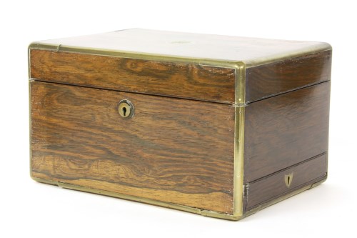 Lot 295 - A Victorian Rosewood and brass mounted toilet box