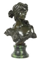 Lot 454 - A 20th century bronze bust of a woman