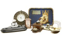Lot 363 - Sundries to include; an aneroid barometer 'Good Evans The Mahogany King' (advertising a Dalston firm)