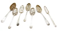 Lot 208 - Six Georgian silver berry spoons
