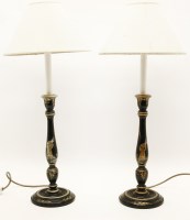 Lot 383 - A pair of painted table lamps