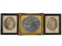 Lot 512 - English school 
FIGURES IN LANDSCAPE 
a lady with a bow pointing at a man