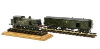Lot 457 - A Hornby (?) '0' Gauge locomotive and goods carriage
