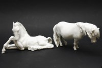 Lot 451 - Two Meissen blanc de chine figures of horses