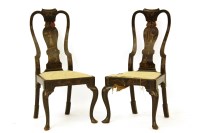 Lot 552 - A pair of 18th century chinoisorie decorated lacquered side chairs
