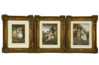 Lot 482 - Three gilt framed gouaches