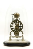 Lot 379 - A Victorian brass skeleton clock under a glass dome