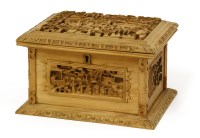 Lot 1458 - A Chinese Canton sandalwood box with hinged cover