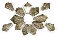 Lot 1258 - A collection of thirteen Chinese silver sirih leaf holders
