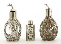 Lot 1260 - Two Chinese silver scent bottles and stoppers