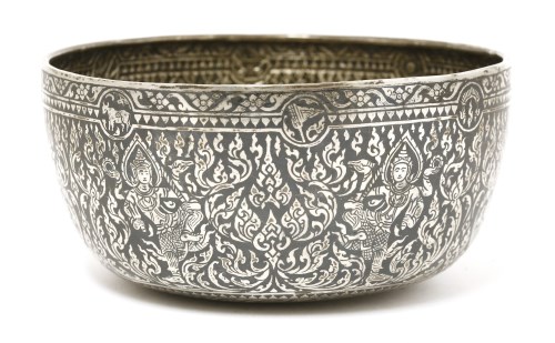 Lot 1015 - A Thai silver niello bowl