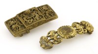 Lot 1464 - Two Chinese gilt metal belt buckles