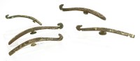 Lot 1232 - A collection of five Chinese bronze belt hooks