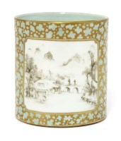 Lot 1147 - A Chinese porcelain brush pot