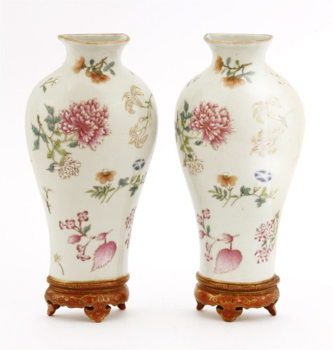 Lot 1164 - A pair of Chinese famille rose wall pockets
