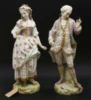 Lot 462 - A pair of early 20th century French coloured bisque figures of a courting couple