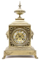 Lot 377 - A late 19th century French brass mantel clock