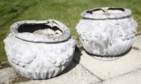 Lot 1127 - A pair of antique lead planters