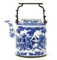 Lot 244 - A 19th century Chinese blue and white teapot