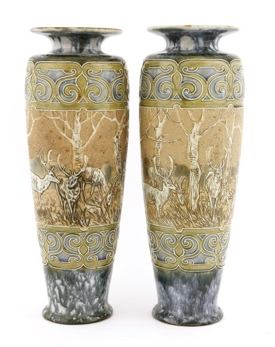 Lot 23 - A pair of Royal Doulton stoneware vases