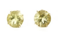 Lot 52 - A pair of 9ct gold round mixed cut lemon quartz stud earrings