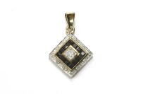 Lot 22 - A 9ct gold square diamond and sapphire cluster pendant
