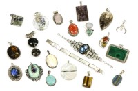Lot 59 - A collection of assorted silver and white metal gemstone pendants