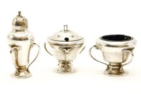 Lot 107 - An Art Nouveau silver three piece cruet set