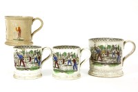 Lot 239 - A graduated set of three pottery mugs