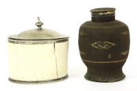 Lot 206 - An ivory and silver plated oval tea caddy