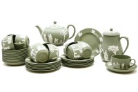 Lot 328 - A quantity of Wedgwood green jasperware teaware