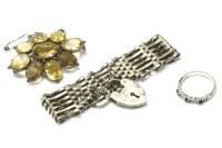 Lot 32 - A late Victorian silver oval cut citrine cluster brooch