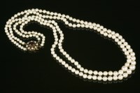 Lot 707 - A two row graduated cultured pearl necklace