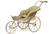 Lot 590 - A French painted wicker three wheel cart